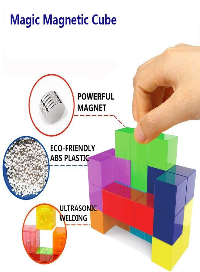 Wtohobby Magnetic Soma Cube Block- Children's Educational Toys Magnetic Tiles for Kids Stress Relief Toy Puzzle Cubes to Develops Intelligence, Ideal for Birthday Gifts (Opaque) - Image 2